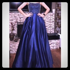 Strapless ball gown with beaded bodice